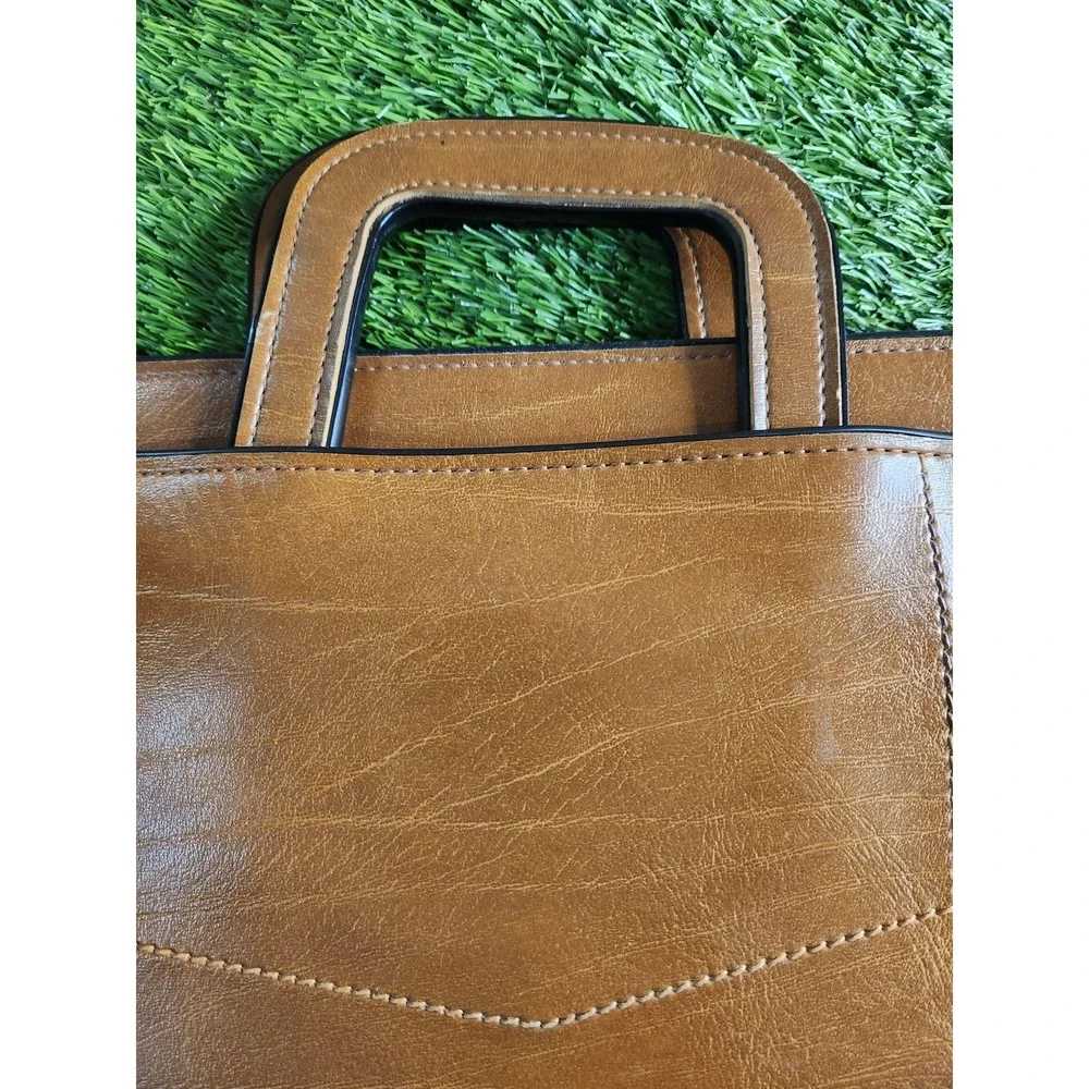 Vintage Pegasus USA Brown Leather Briefcase Slim Document Bag Professional Case